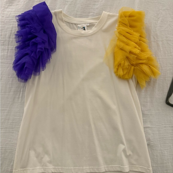 QUEEN OF SPARKLES Tops - Queen of Sparkles Team Color Ruffle Tee